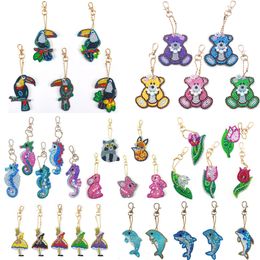 5D DIY Full Special Shaped Diamond Painting Keychain Animal Diamond Embroidery Key Ring Craft Women Bag KeyChain 201112