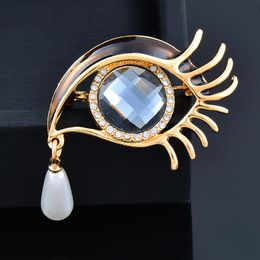 Pins, Brooches KIOOZOL Sexy Blue Black Big Eyes Micro Inlaid Cubic Zirconia Brooch For Women Vintage Jewellery Accessories Gifts 161 KO2