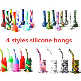 Hookahs 8" Silicone Bong Water Pipes Portable Camouflage Oil Rigs Detachable Unbreakable Concentrate Pipe