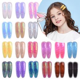 20pcs/lot PU Snap Clips For Baby Girls Boutique Hairgrips Princess Barrettes Clip Pins Solid Headwear Hair Accessories