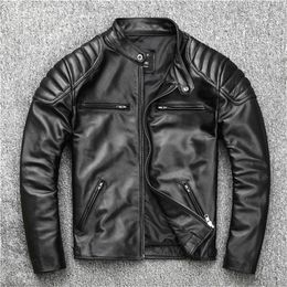 Free shipping.Biker warm mens leather coat,quality cowhide Jacket,black genuine Leather clothes.homme slim leather clothing 201119