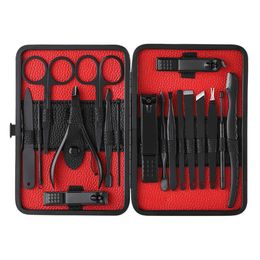 18pcs Professional Pedicure Manicure Tool Kit Nail Clippers Set Nail File Trimmer Eyebrow Shaving Nose Trimming Tools for Nail Care & Health