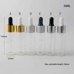 New Arrival 360PCS 30ml Transparent Glass Dropper Bottle 1oz For Cosmetic Packing Essential Oils Samples