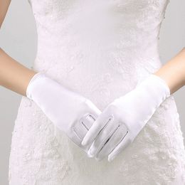 Short Wedding Gloves Finger for Women Wrist Ivory Satin Cuffs Simple Bridal Glove Luva De Noiva Accessorie