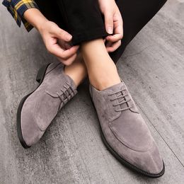 Dropshipping Men Flats Casual Pointy Lace-up Dress Shoes Lightweight Office Business Wedding Male Loafers