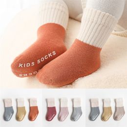 /lot Winter Terry velvet thicken floor socks boy girls anti slip antiskid Baby warm socks for kids toddler Newborn infants LJ201019