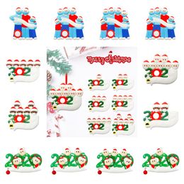 2020 Christmas Quarantine Ornaments Customised Gift Cute Hang Decoration Snowman Pendant With Face Mask Hand Sanitizer DHL Free Shipping
