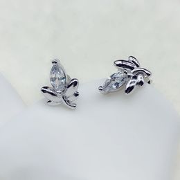 pretty Leaf Earring Imitation 925 Sterling Silver Copper Plated Silver Jewelry Nice Leaves beautiful chic Earrings