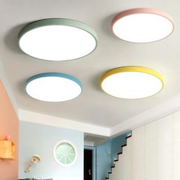 Ceiling Lights 18W 24W 36W 48W Modern Ultra-Thin Simple Macaron Colorful LED Light 5CM Thin Lamp Round Flat Bedroom