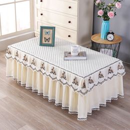 Lace Table Cloth Thick Silk Cotton Jacquard Living Room Sofa Coffee Side Table Dustproof Cover Home Decor Tablecloth tapetes T200707