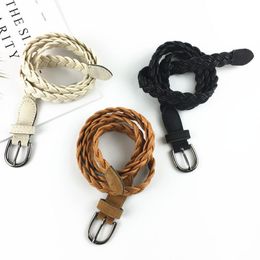 Belts For Women Bohemian Style Retro Woven Decorative Waistband Luxury Fashion Wax Rope Weaving Needle Buckle Black