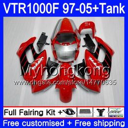 Body +Tank For HONDA SuperHawk VTR1000F 97 98 99 00 01 05 56HM.0 VTR1000 F VTR 1000 F 1000F 1997 1998 1999 2000 2001 Fairings Factory red