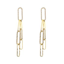 2020 New Crystal Metal Chain Tassel Statement Drop Earrings Long Link Chain Rhinestones Punk Gold Earring Women Jewellery