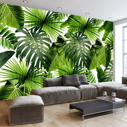 Custom 3D Mural Wallpaper Southeast Asia Tropical Rainforest Banana Leaf Photo Background Wall Murals Non-woven Modern