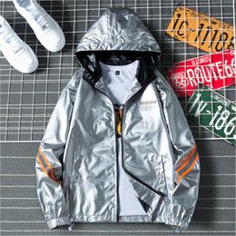 Mens Solid Colors Printing Jackets Fashion Occident Trend Zipper Loose Hooded Outerwear Spring Male New Thin Style Casual Slim England Coats