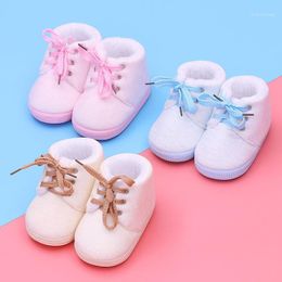 Baby Toddler Shoes 2020 Autumn and winter lace-up cotton shoes 0-1 years old plus velvet soft bottom non-slip toddler shoes prewalker1