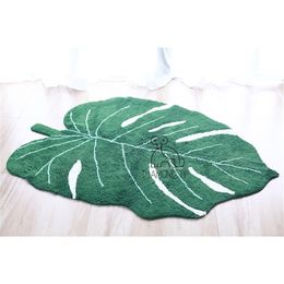 Leaf Shaped Cotton Texture Mat Nordic Children's Home Decoration Carpet Doormat Photography Props Floor 201225