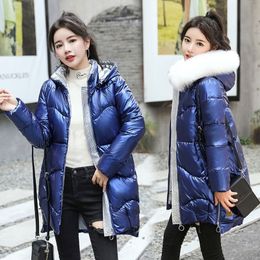 Orwindny Glossy Women Padded Clothing Winter Jacket Women Waterproof Snow Wear Parkas Regular Female Wadded Coats Hooded 210203