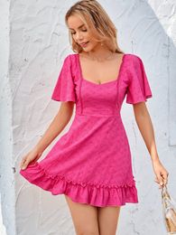 Double Crazy Lace Trim Frill Ruffle Hem Schiffy Dress SHE