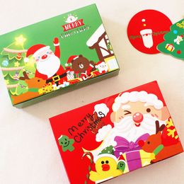 Red Green Merry Christmas Paper Packaging Box Santa Claus Favour Gift Box Happy New Year Chocolate Candy Cookie Boxes LX4370