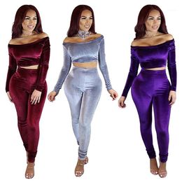 Women's Jumpsuits & Rompers Wholesale- 3 Colors 2021 Slash Neck Full Sleeve Corduroy Backless Bandage Autumn/winter Women Casual Sexy Fashio