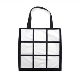 Sublimation Blank Handbag White Black Grid Shopping Bag Creative Shoulder Shopping Bag Reusable Storage Bags Women Tote Bag BT1008