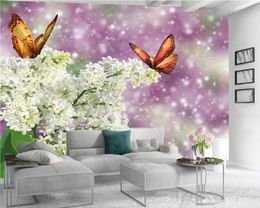 3D Wallpaper Flower Wall Papers Home Decor Dreamy White Flowers Romantic Flora Decorative 3d Wallpaper Custom Photo Mural