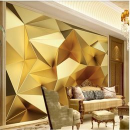 Luxury 3d stereoscopic wallpaper golden geometric wallpapers 3d stereo European TV background wall