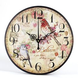 Wall Clock Modern Design Vintage Flowered Chic Office Cafe Room decoration Clocks for Home Kitchen Wall Large Watch Wall Decor 201212