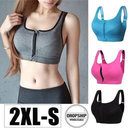 Women Yoga BH Bra Front Zipper Sports Top SEXY Fitness Push up Gym Running Shockproof Shirt Workout Athletic Vest Brassiere T200601