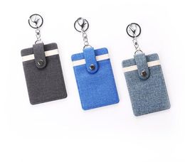 Unisex Colours PU Portable ID Card Holder Bus Cards Cover Case Office Work Key Chain