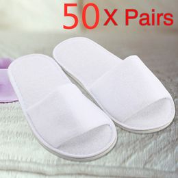 50/40/30/20/10/5 Pairs Spa Hotel Guest Slippers Open Toe Towelling Disposable Terry Style Y200706