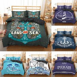 Homesky Nautical Ocean Bedding Set Printed Quilt Cover Microfiber Duvet Cover Queen King Size Comforter Cover Set Bed Linen 201127