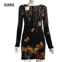 XJXKS Womens Sweaters Fashion Autumn Winter Long Sweater Ladies Pullover Women Clothing Print Casual Winter Wool Dress 201130