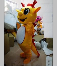 2019 Factory sale Adult Cute BRAND Cartoon New Professional yellow Dragon Mascot Costume Fancy Dress