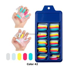 100pcs/set False Nail Tips Candy Colour French Full Cover Acrylic Nails Mould Nail Art Tips Model Nail Decor Manicure