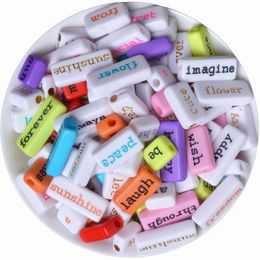 Letter Rectangular Shape Multi-size Word Beads Charms Bracelet Necklace For Jewellery Making Accessories Y200730