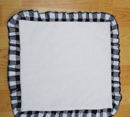 50pcs Sublimation Pillow Case Blank white Graid Decoration Linen heat transfer size 45*45cm