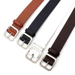 Wide Leather Waist Strap Belt Black Brown high quality Women Square Metal Buckle belts Ladies Female Belts for Jeans G220301