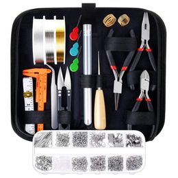 Jewellery Pouches Making Supplies Kit With Tools Wires And Findings For Repair And Beading