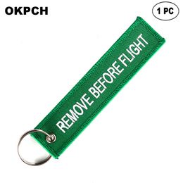 Key Fobs Chains Jewellery Red Embroidery Remove Before Flight Keyring Gift for Friends PK0099
