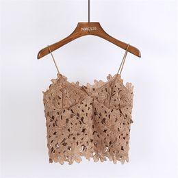 Womens Summer Fashion Lace Simple Camis Girls Cute Vacation Beach Style Top Women All-match V-neck Embroidery Sexy Tank Y200701