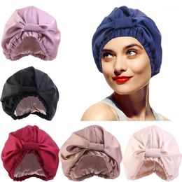 Beanie/Skull Caps Women Satin Night Sleep Cap Elastic Knot Hair Care Bonnet Faux Silk Beanies Sleeping Hat Head Scarf Ladies Headwear Shower