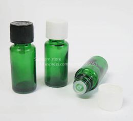 10 X 1/2 oz green glass bottle with reducer dropper, 15ml cosmetic herbal bulk wholesale