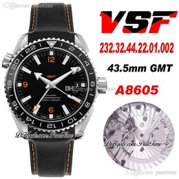VSF V2 Diver 600M GMT 43.5mm A8605 Automatic Mens Watch Ceramics Bezel Black Dial Orange Markers Rubber Strap 232.32.44.22.01.002 Super Edition Watches Puretime 01B2