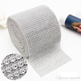 10yard 24 Rows Bendable Diamond Mesh Wrap Roll Silver Gold Sparkle Rhinestone Crystal Ribbon Plastic Diamond Mesh Ribbon WVT0773