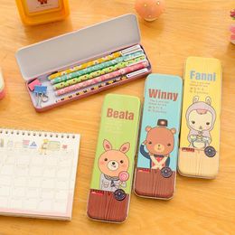 Pencil Cases 1Pcs Kawaii Iron Tinplate Creative Stationery Box Office Case For Students School Supplies Storage Case1