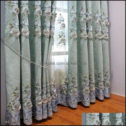 Curtain & Drapes Home Deco El Supplies Garden European Embossed Embroidered Curtains High-End Chenille Fabrics Custom For Living Room Bedroo