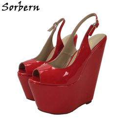 Sorbern 17cm Peep Toe Wedge Slingback Pump High Heel Platform Shoe For Ladyboy Heels For Crossdresser Women Summer Shoes Custom