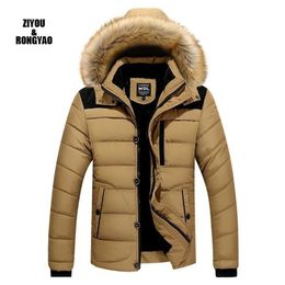 Winter Parkas Men Fur Collar Warm Thick Cotton White Duck Down Parkas Coats Men's Jacket Casual Warm Outwear Plus Size Overcoat 201114